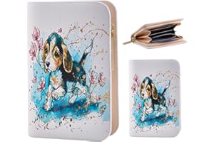 FiitCASE Cute Women Wallet, PU Little Women Coin Purse Wallet-Zipper Pocket Wallet,Small Slim Thin Credit Card Wallet for Female Ladies Teen Girls Girly,Dog Pattern (PetalDashPup)