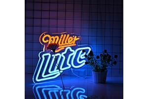 Neon Sign for Wall Décor Dimmable LED Lite Bar Neon Signs USB Powered Neon Art Signs for Pub Store Man Cave Party(Orange+Blue
