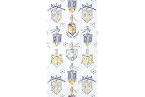 IHR Ideal Home Range Hannukah Napkins Rosanne Beck Disposable - 3-Ply Paper Party Napkin Pack, Hand Towels, 8.5" x 4.5", Dreidels, 16-Count