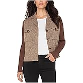 Liverpool womens Herringbone Shacket W/Sweater Sleeves