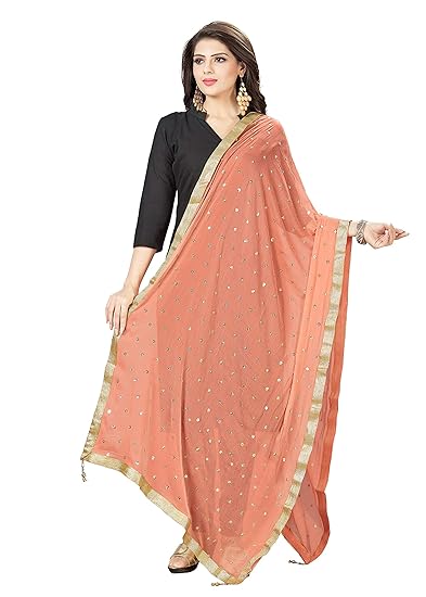 Womens Embroidered Chiffon Dupatta