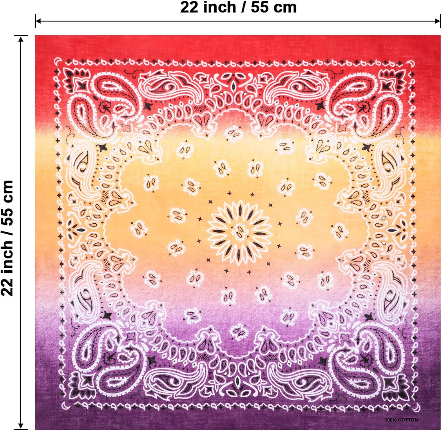 24 Pieces Paisley Head Bandanas Novelty Gradient Bandana Colorful Print Cowboy Scarf Head Wrap Scarf Assorted Styles Headband Handkerchief for Women Men Favors, 22 x 22 Inch: Clothing