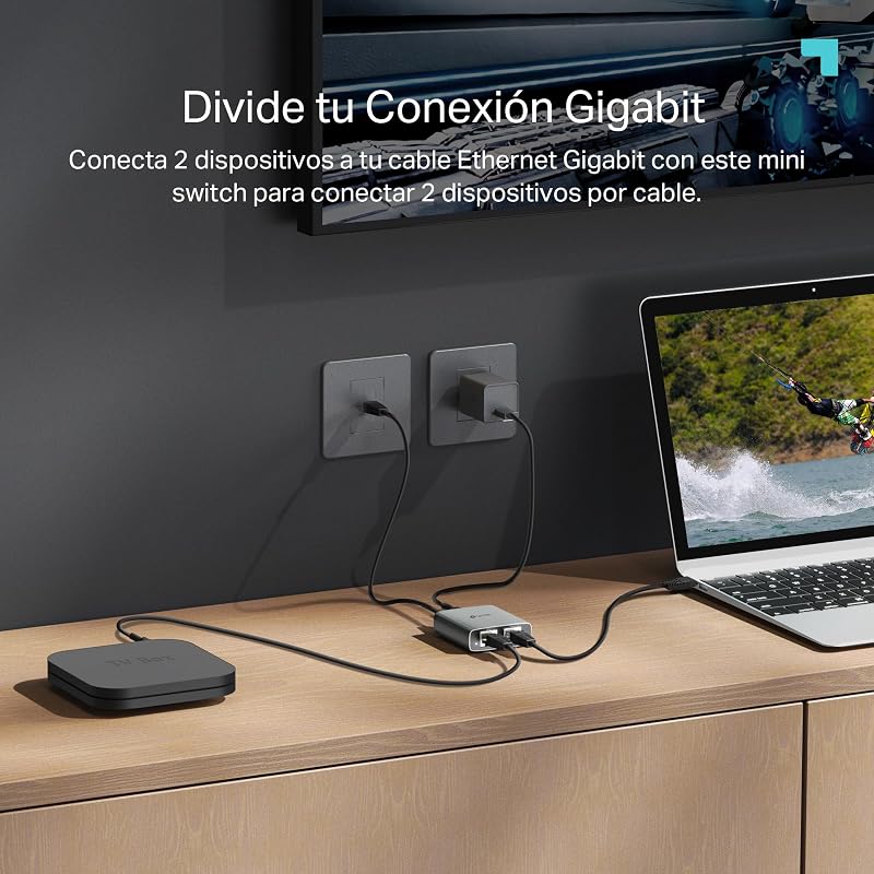EH210 - Switch ethernet, gigabit 1 a 2 Puertos RJ45, Plug & Play