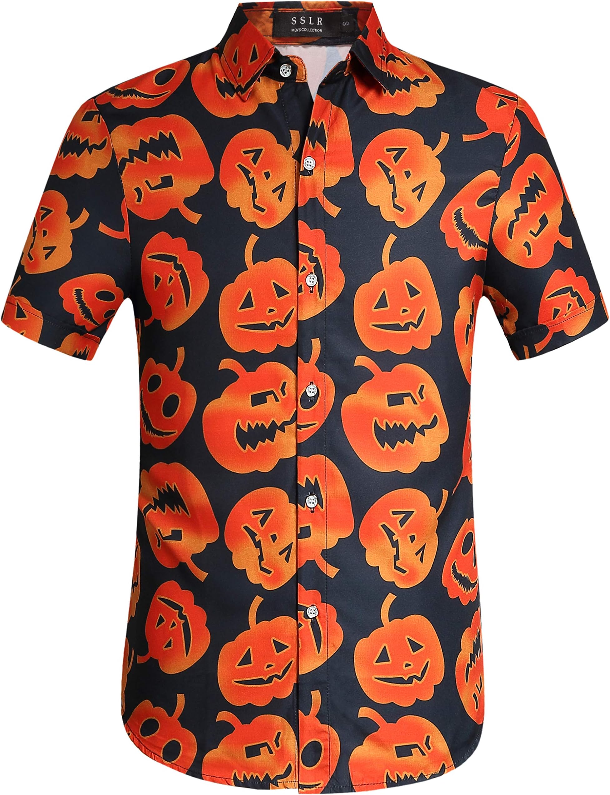 SSLRMens Halloween Shirt, Short Sleeve Pumpkins Shirts Button Down Light Weight Causal