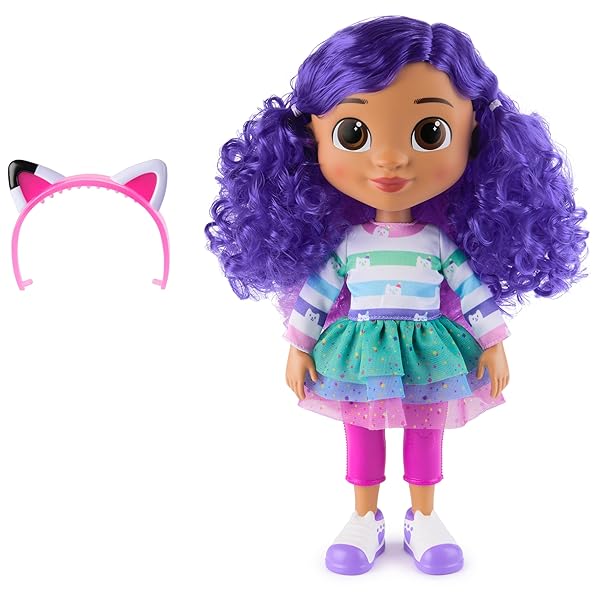 GABBY’S DOLLHOUSE DREAMWORKS, SING & CELEBRATE GABBY GIRL DOLL, 13-INCHES TALL WITH SOUND EFFECTS & REVERSIBLE CAT EARS, KIDS TOYS FOR GIRLS & BOYS AGES 3+