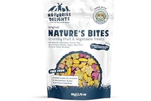 No Furries Delights Treats, 100% All Natural Mini Bites for Rabbit Hamster Guinea Pig Chinchilla Pet Rat Mice Gerbil Bird Healthy Enrichment Bonding Rewarding Training Nature's Bites Variety Pack 50g