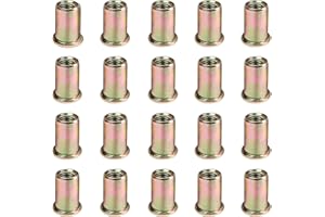 Tkiaea Rivet Nuts, 1/2''-13UNC 15Pcs Zinc Plated Carbon Steel Flat Head Rivnuts Insert Nutsert Rivnuts