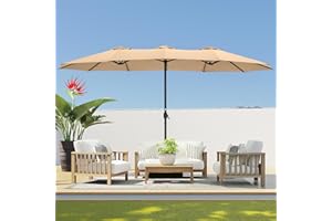 HOMSHADE Double Sided Patio Umbrellas - 15ft Outdoor Extra Large Market Table Umbrella with Base Included, Oversized Umbrella for Deck, Pool, Backyard