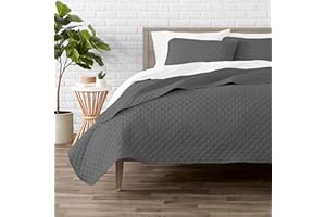 Bare Home Coverlet Set - Lightweight Bed Decor - Comforter Alternative - All-Season Quilted Bedspread (King, Grey)