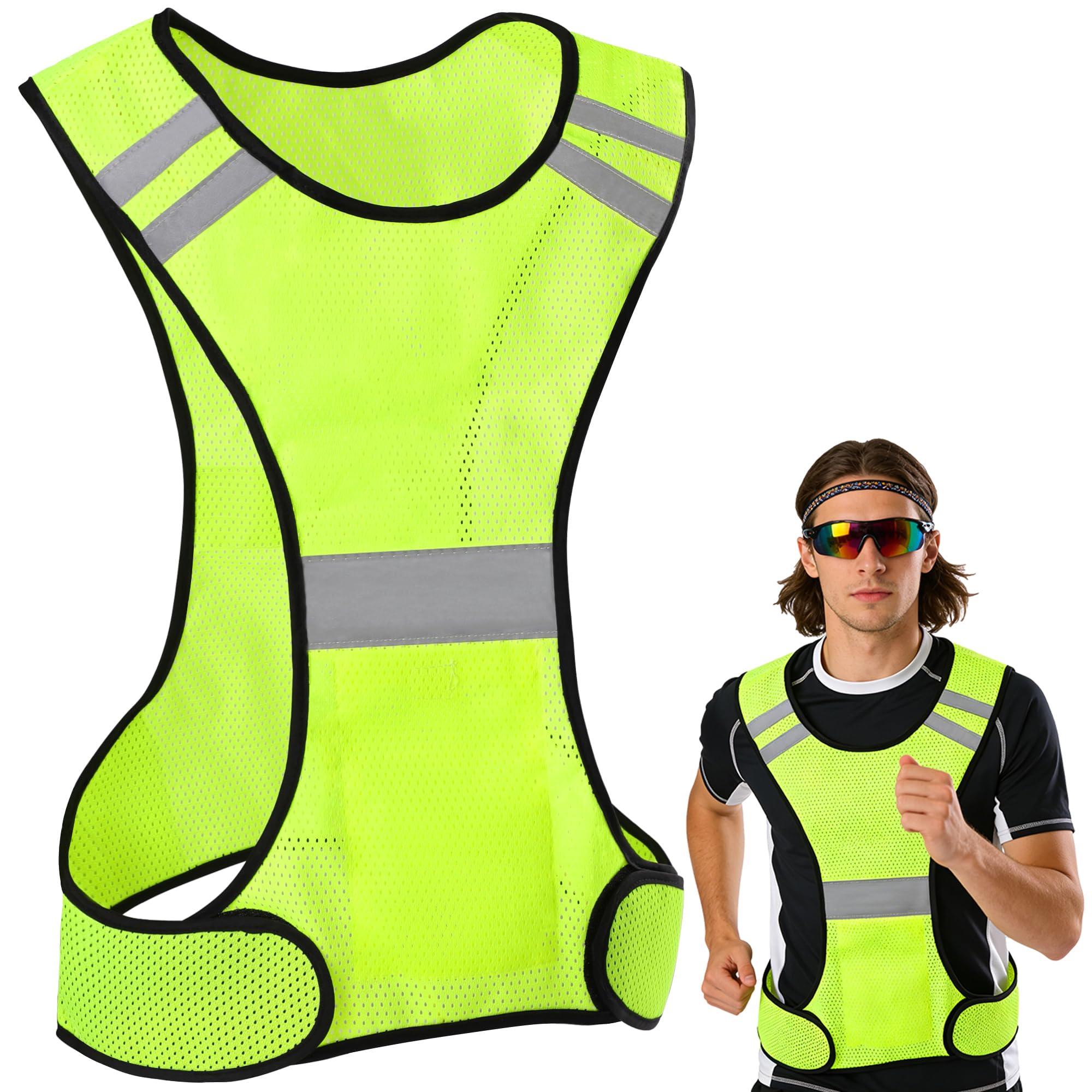 Uncle Paul Reflective Gears - Safety Vest High Visibility for Running Cycling Dog Walking Sports with Pocket for Adults Kids