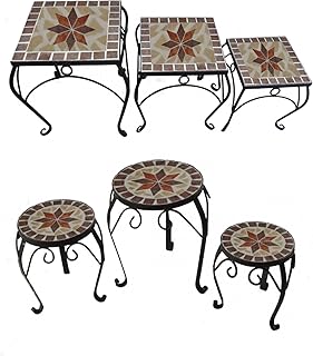 Benelando 3er Set Blumenhocker Beistelltisch Gartentisch Blumentisch Blumenständer Blumen (Quadratisch)