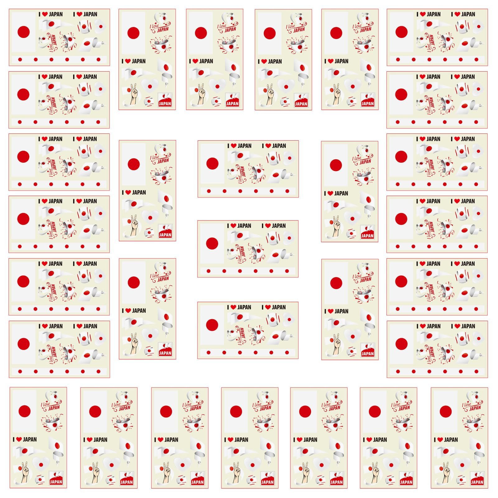 Autousa 30x Temporary Tattoos of Japan Flag for International Competitions 2024 European Championship Football World Cup Face Waterproof Flags Stickers (30 Sheets） — image 1