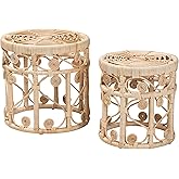 bali & pari Bowie Modern Bohemian Natural Rattan 2-Piece Nesting End Table Set