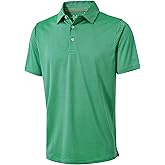 Mens Golf Polo Shirt Moisture Wicking Dry Fit Performance Athletic Short Sleeve Striped Golf Shirts for Men