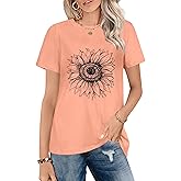 T Shirts for Women Graphic Short Sleeve Tees Summer Crewneck Loose Tops Blouse