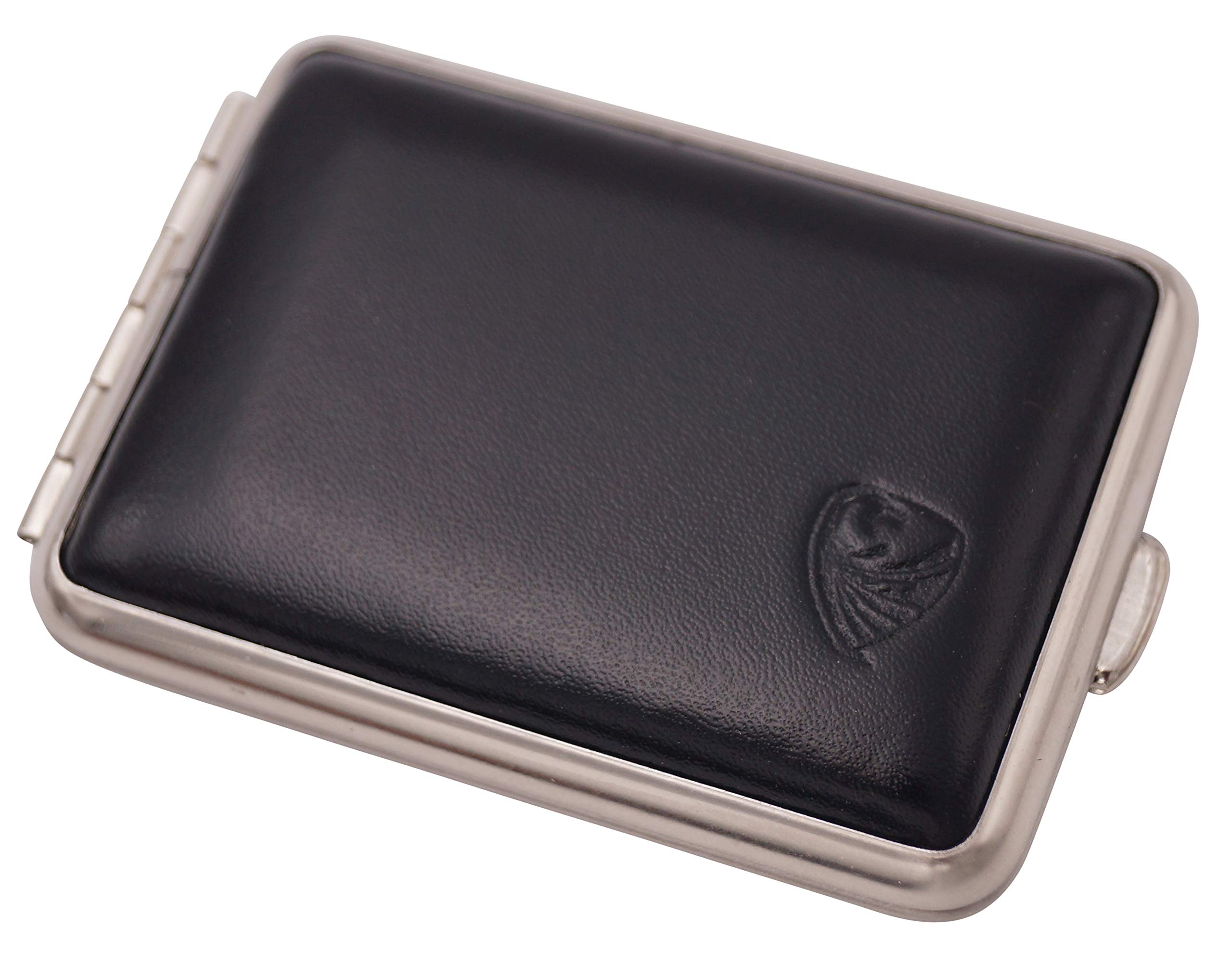 GERMANUS Tobacco Case Pill Box Tablet Dispenser, Made in Germany, Black Leather