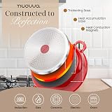 nuovva Non-Stick Aluminium Pot with Lid 4L 24cm Red Dutch Oven view 3