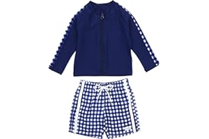 SwimZip Boys' Long Sleeve Rash Guard & Swim Shorts Set - UPF 50+ Sun Protection