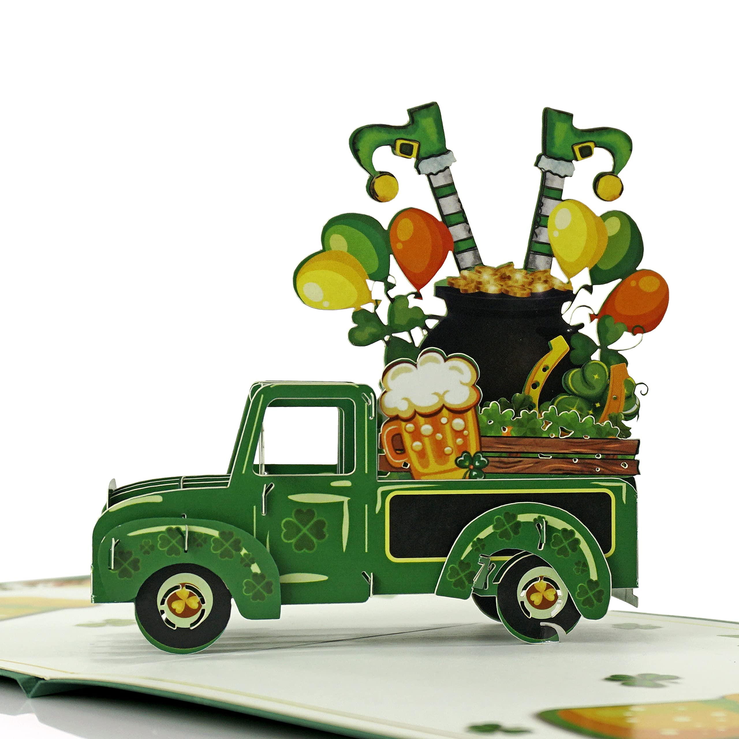 CUTPOPUP Car for Patrick's Day 3D Card, Easter Card, Easter Greeting Card, 3D Easter Cards, Religious Easter Cards, Easter Bunny Card, 3-D Easter Cards, Pop Up Greeting Cards, US8-SD150UK1515