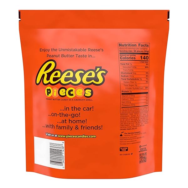 REESE’S PIECES PEANUT BUTTER IN A CRUNCHY SHELL, CANDY BULK BAG, 48 OZ