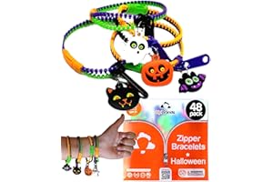 UpBrands 48-Pack Halloween Fidget Bracelets for Kids – Bulk Zipper Toys, Goodie Bag Fillers, Classroom Prizes, Halloween Party Favor Treats