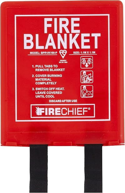 Firechief BPR1 K100-P Fire Blanket 1.1m x 1.1m Rigid Case Red