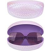 Linkidea Oversized Sunglasses Case, Large Frame Glasses Case for Sunglass, Eyeglasses Travel Bag Compatible with Rayban Square Shaped/Aviator Reverse/William Titanium (Pink)