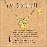 Kenailw Softball/Soccer/Volleyball/Basketball/Football/Tennis/Pickleball Necklace for Team Coach Player, Sports Lovers Accessories Jewelry Christmas Gifts 16+3 Inches