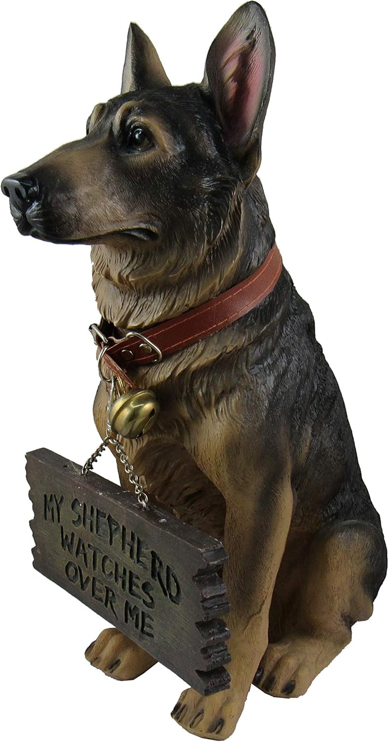 DWK HD37489, Faithful German Shepherd 14 Inch Guard Dog with Welcome Sign Statue, Fantasic Detail Hand Painted Sculpture - Image 4