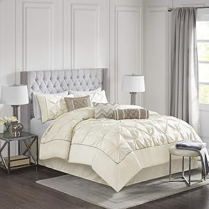 Madison Park Laurel 7 Piece Comforter Set-Ivory-Queen