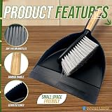 TDBS Dustpan and Brush Set Bamboo Handle with Soft Bristles view 4