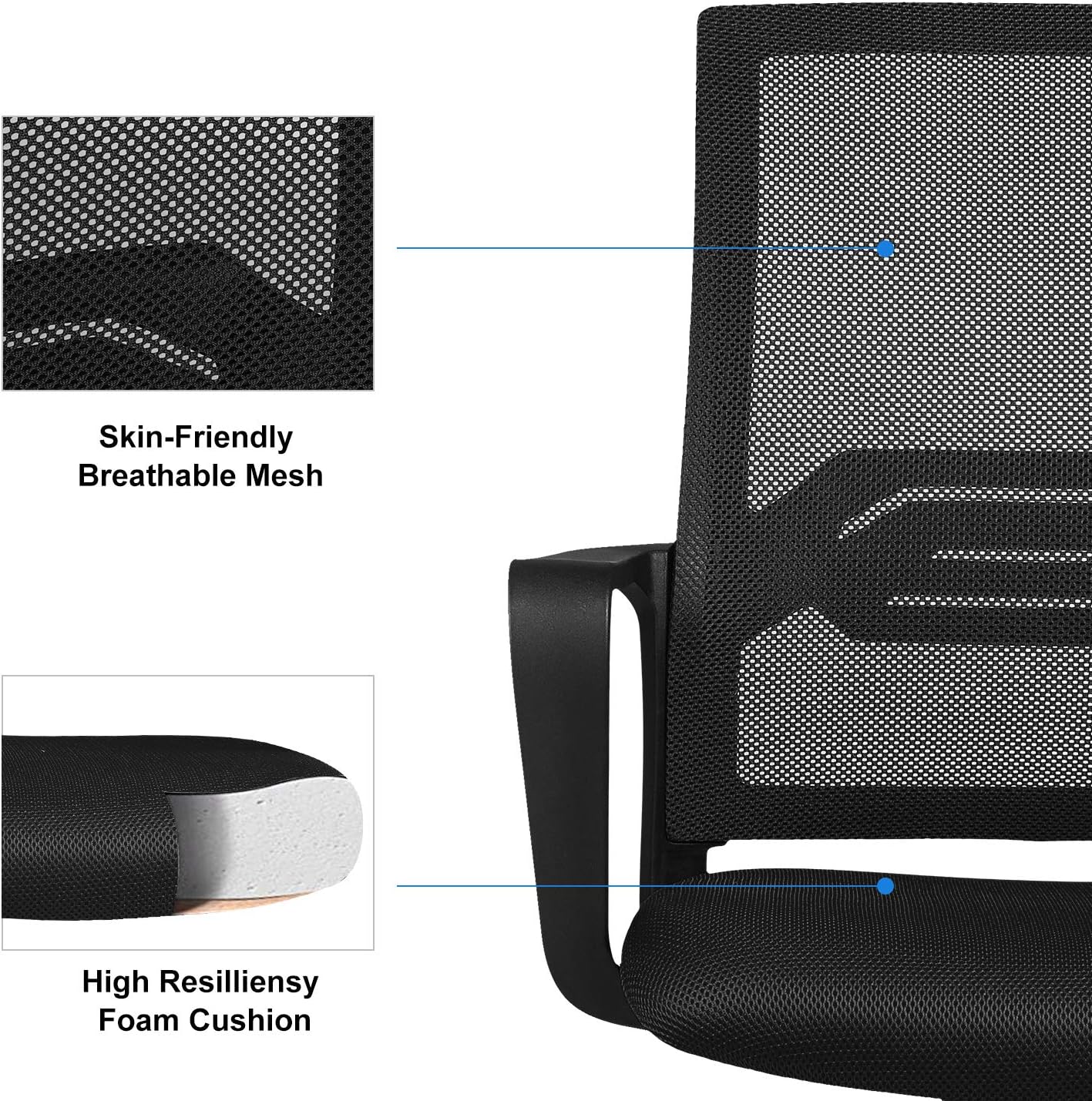 ComHoma Office Chair Ergonomic Desk Chair Mesh Computer Chair Mid Back Mesh Home Office Swivel Chair, Modern Executive Chair with Armrests Lumbar Support(Black),: Kitchen & Dining