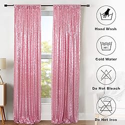 ShinyBeauty Sparkle Backdrop Curtain Fuchsia Pink 2