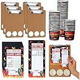 ShinyMatch 171 Pcs Chili Cook Off Contest Voting Set Tasting Tray 2oz Tasting Sample Cups Voting Cards Score Cards for Chili Off Award Prize Party Supplies Decorations(Natural Wood Color)