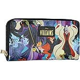 Bioworld Disney Villains Wallet Character Collage Design Zip Around Clutch Pocketbook