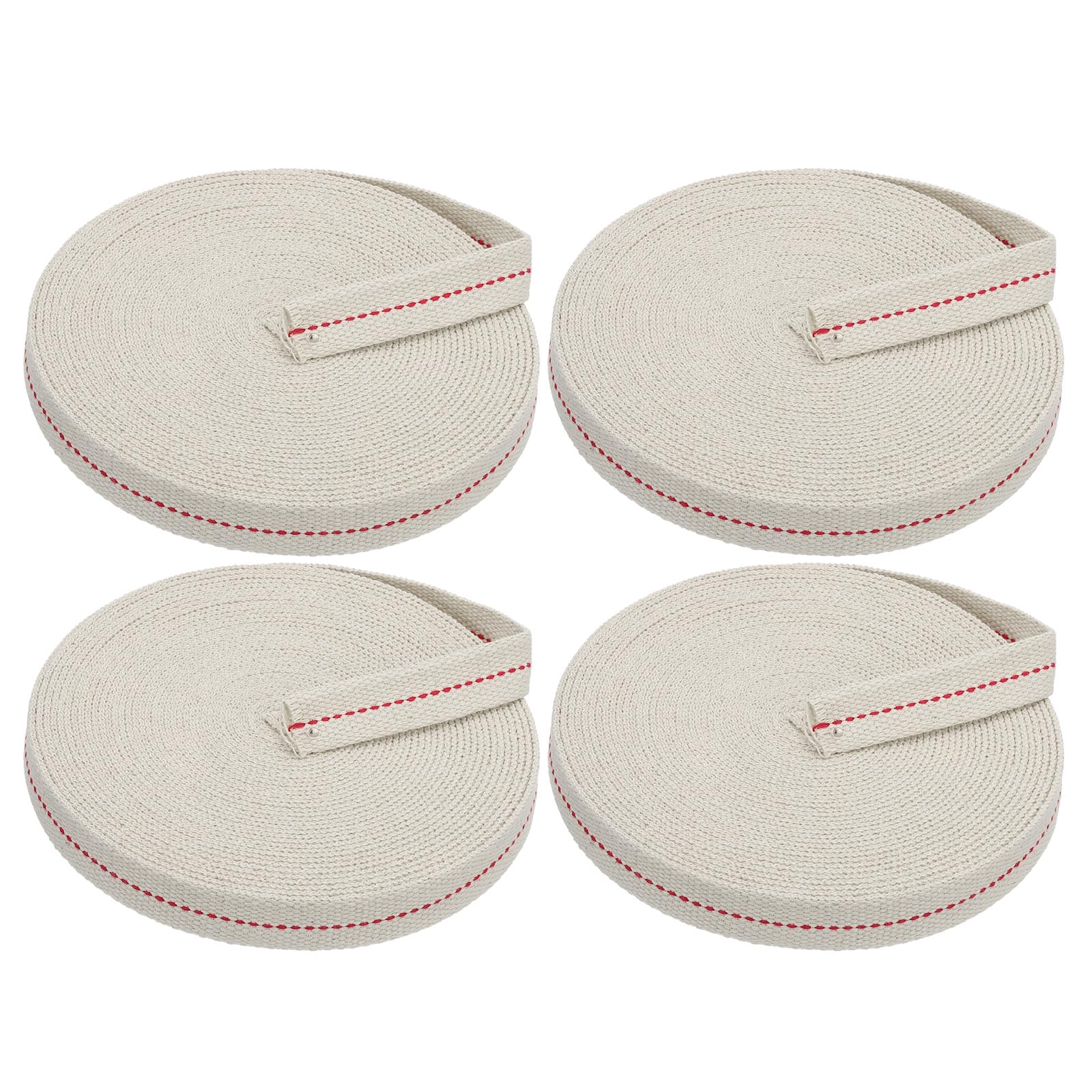 PATIKIL 3/4" Wide 33 Feet 100% Cotton Flat Wick, 4 Rolls Oil Lamp Wicks with Red Stitch for Kerosene Lamp Lantern Oil Burner