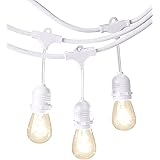 Amazon Basics Outdoor Patio String Lights, S14 Bulb, 48 Feet, White