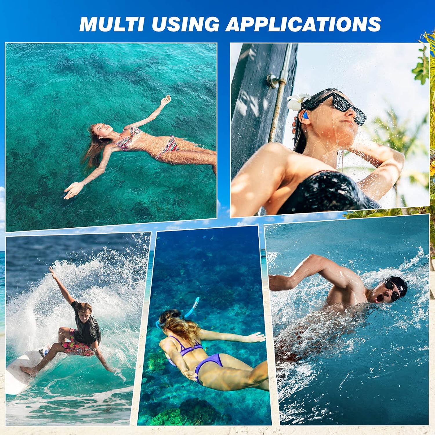 Swimming Ear Plugs, 2021 Pink Blue 4 Pairs AiBast Professional Waterproof Reusable Silicone Earplugs for Swimming Showering Bathing Surfing and Snorkeling with ​Boxes, Suitable for Kids and Adult: Health & Personal Care