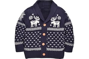 ZOEREA Toddler Unisex Baby Button-up Cotton Coat Deer Christmas Cardigan Sweater