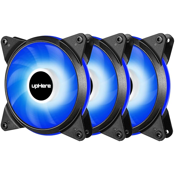 upHere 3-Pack 120mm 3-Pin High Airflow Quiet Edition Blue LED Case Fan for PC Cases, CPU Coolers, and Radiators T3BE3-3