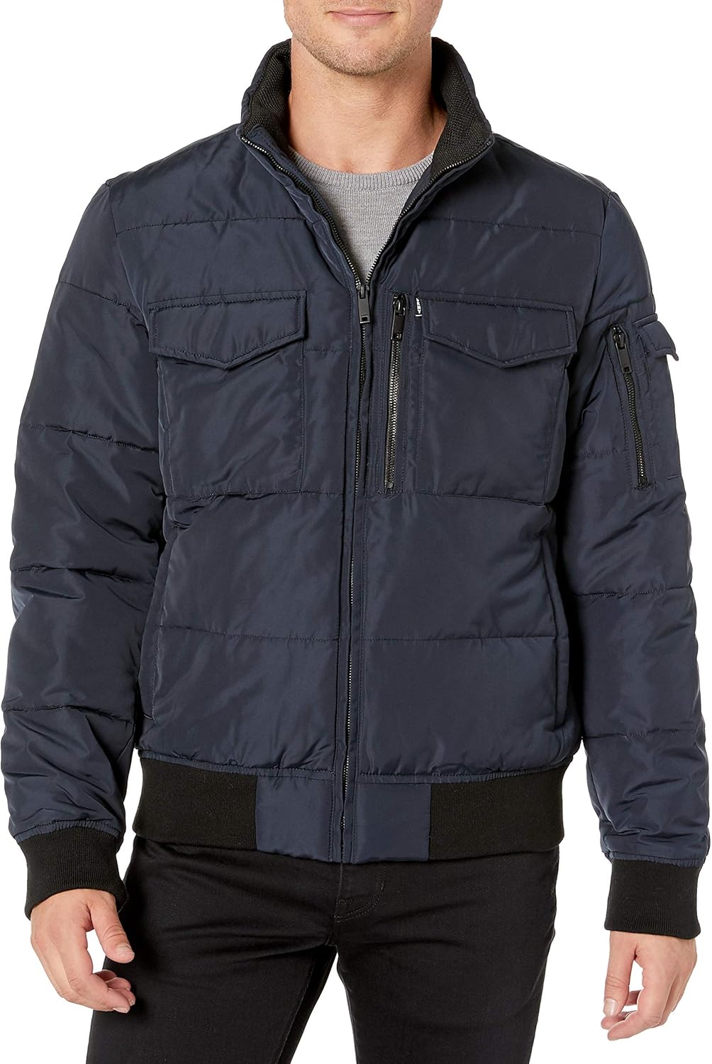 DKNY Men's Quilted Performance Bomber Jacket Insulated Amazon.co.uk Clothing