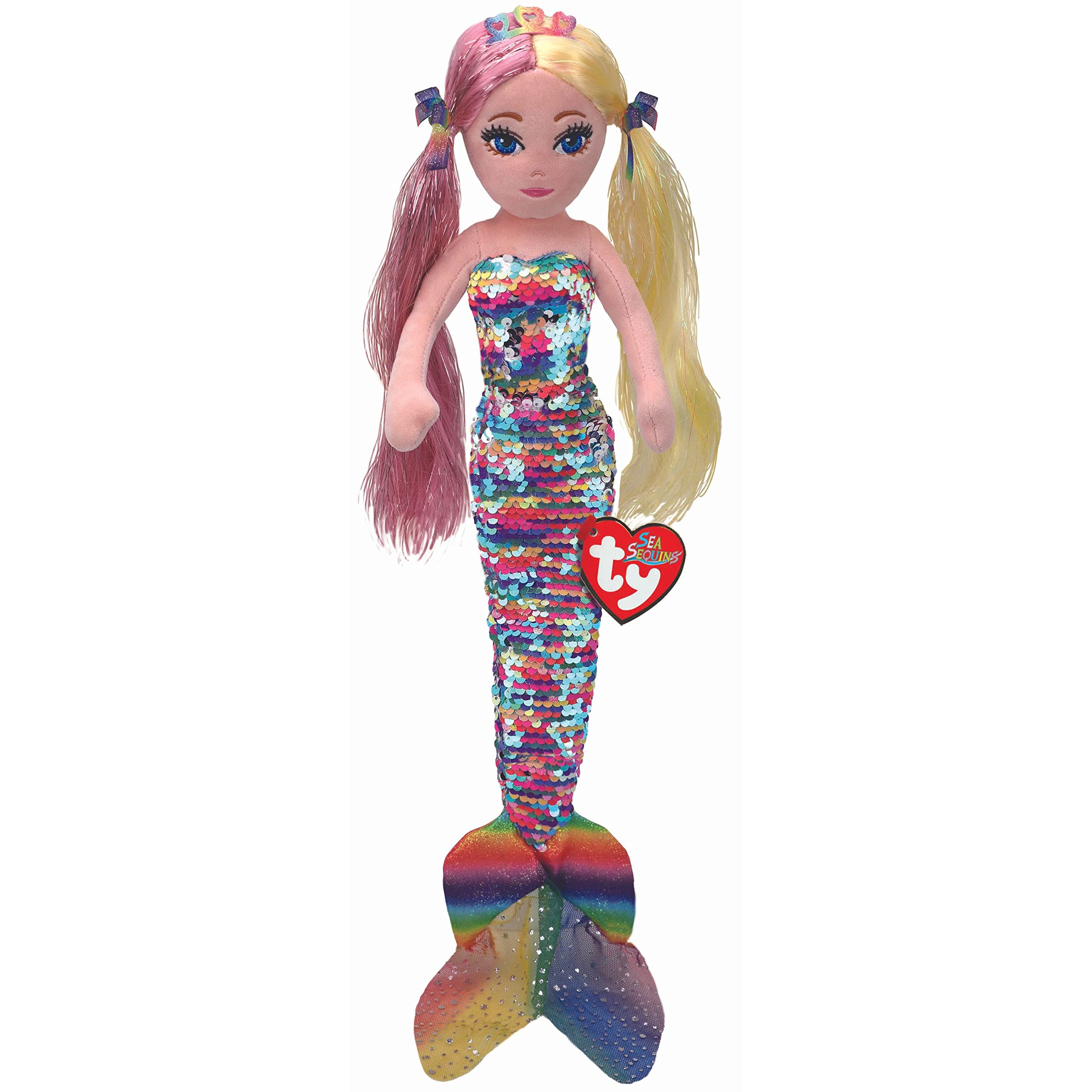 Ty Anastasia Rainbow Mermaid Sea Sequin Medium, Beanie Baby Soft Plush Toy, Collectible Cuddly Stuffed Teddy