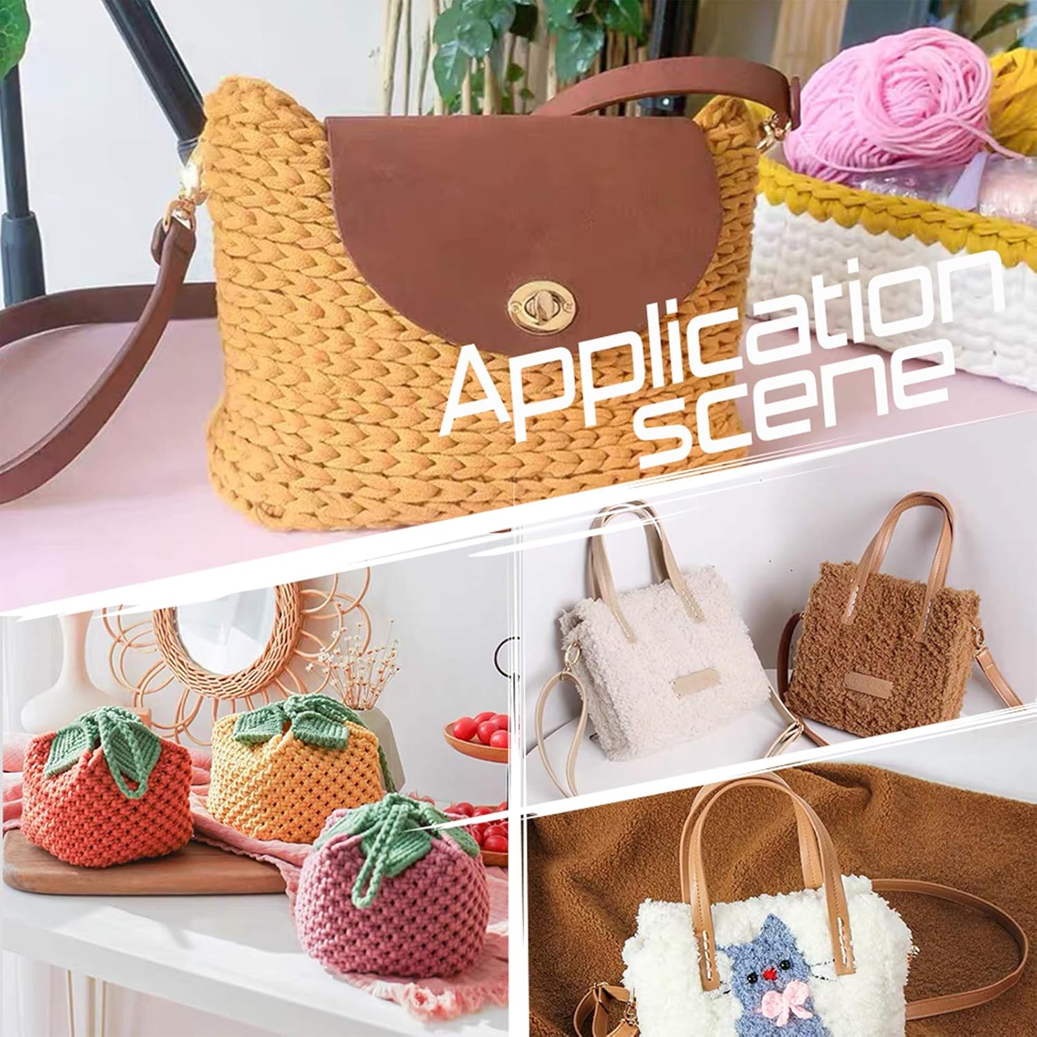 PandaHall DIY PU Leather Bag Knitting Set, Leather Bag Bottom/Shoulder Strap/Bag Twist Lock/Flap Cover/Bag Buckles, Brown（7 Kinds of Accessories）