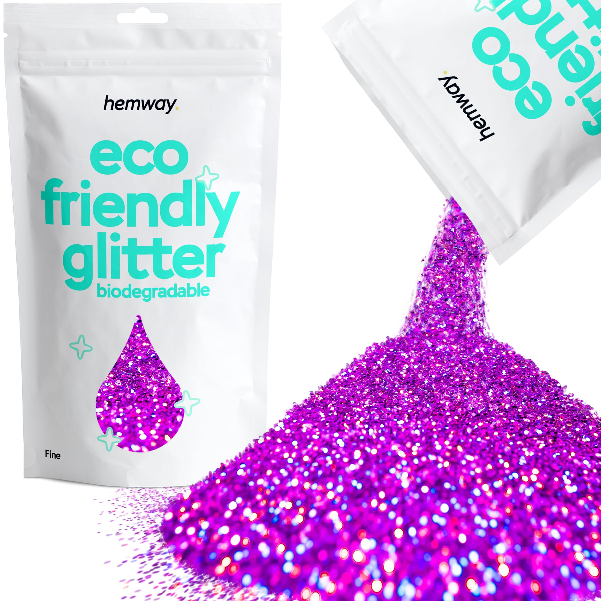 Eco Friendly Biodegradable Glitter | Purple Holographic - Fine 100g, Plant Based, Biodegradable Glitter for Craft, Face, Hair, Nail, Body and Festival - Hemway