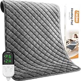 Focbeo King Size Heating Pad for Back 32"x24" Extra Large Heat Pad | FSA Eligible/HSA Electric Heating Pad for Back Pain&amp;Period Cramps 6 Temperature/Auto Shut Off Settings Machine Washable Gray