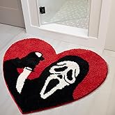 TANVILL Bathroom Rugs Black Red Bath Mat Non Slip, Christmas Home Decor, 28”x33” Funny Skull Bath Rugs Washable Absorbent Gothic Decor Spooky Gifts