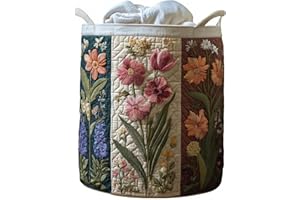 Rainbow Paws Quilted Laundry Basket Organizer for Blankets Toys Book and Clothes Versatile Storage for Living Room Bedroom (B