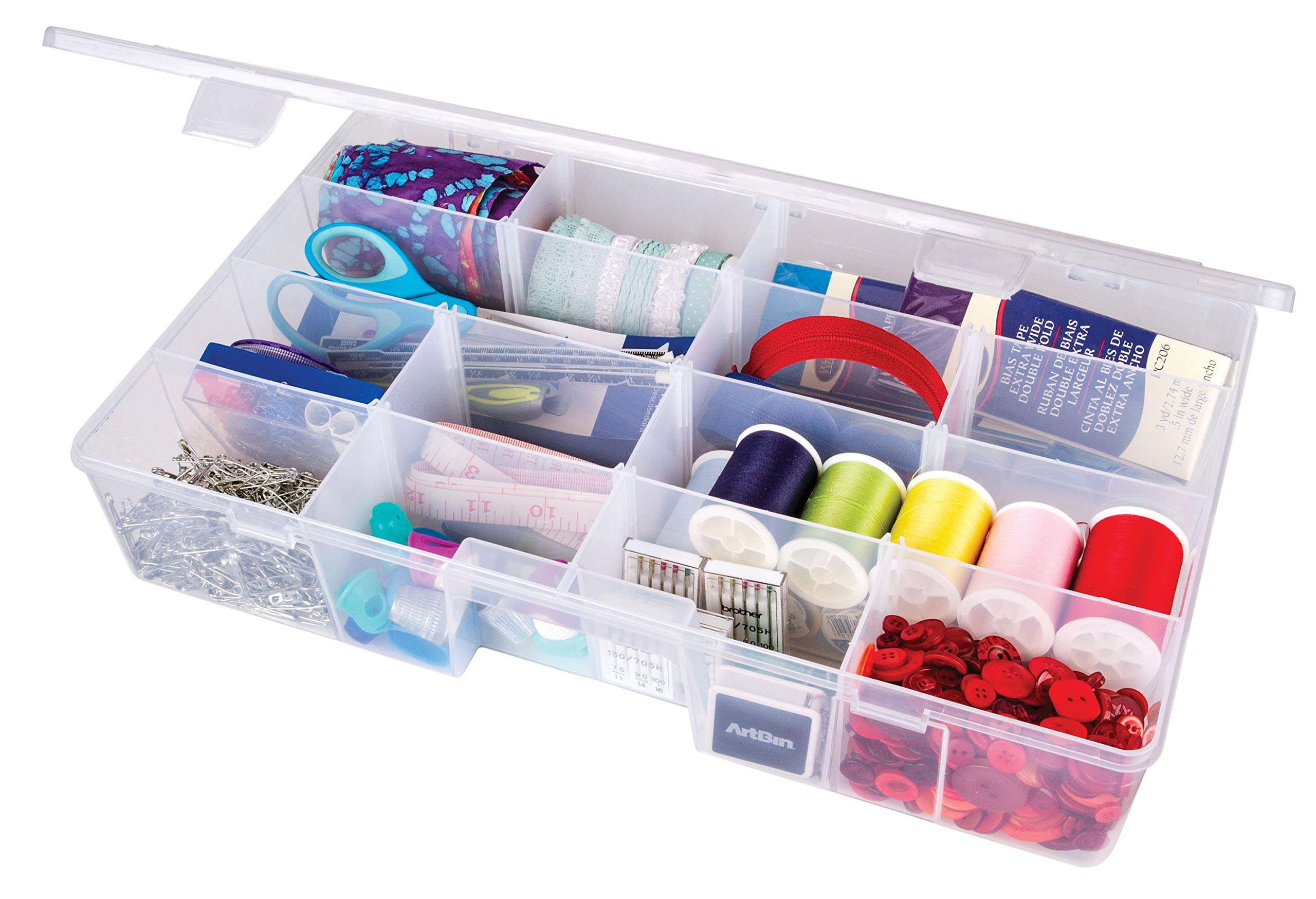 ArtBin XL Solutions Box with Dividers, Art & Craft Organizer, [1] Plastic Storage Case, Clear, Polypropelene, 0, 15.25" x 8.88"