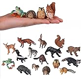JOKFEICE Small Animal Figures for Kids, 16PCS Realistic Forest Animals Baby Figurines, Woodland Creatures Figurines, Educatio