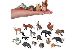 Flormoon Small Animal Figures for Kids, 16PCS Realistic Forest Animals Baby Figurines, Woodland Creatures Figurines, Educational Toys for Science Project Cake Party Decor